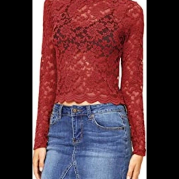 Brick red Lace long sleeve - Picture 4 of 7